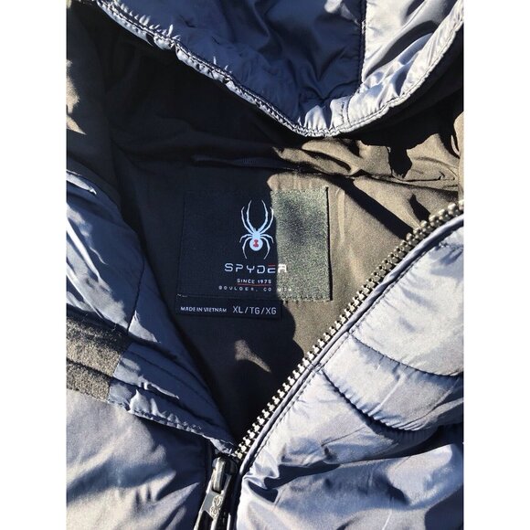 Spyder Men's Nexus Puffer Quilted Down Jacket Coat Navy Blue Black XL L - Picture 5 of 16